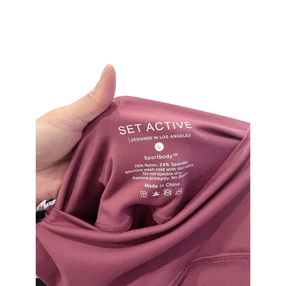 Set Active Sportbody High Waisted Leggings Mauve Purple Size Large - Picture 3 of 4
